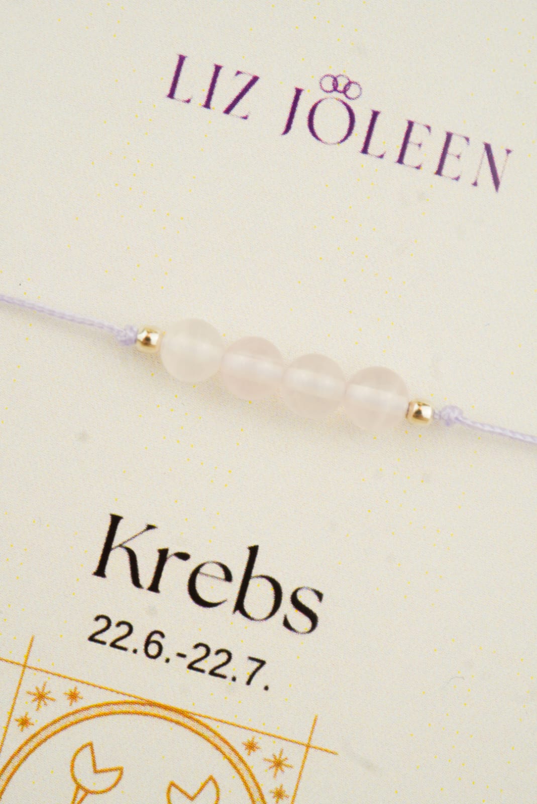 Krebs Sternzeichen Armband - Rosenquarz Edelstein