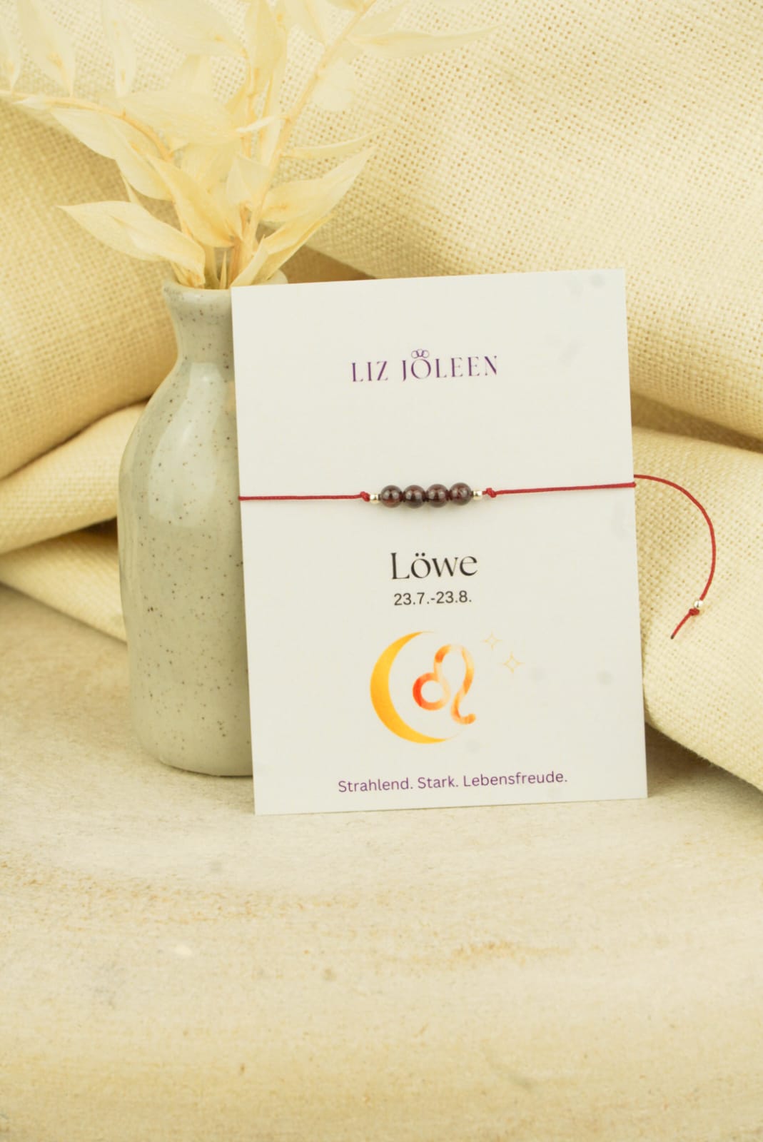 Löwe Sternzeichen Armband - Granat Edelstein