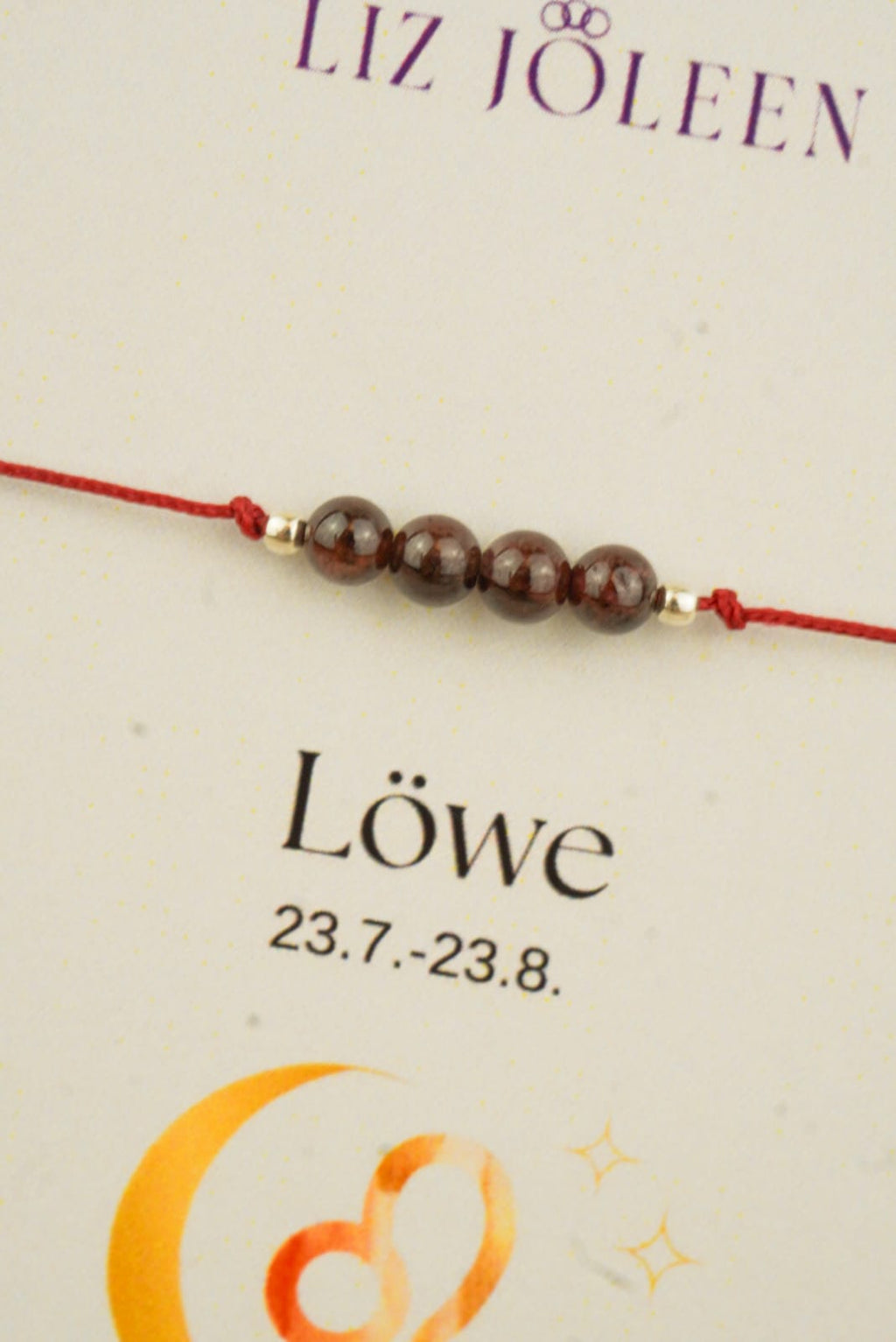 Löwe Sternzeichen Armband - Granat Edelstein