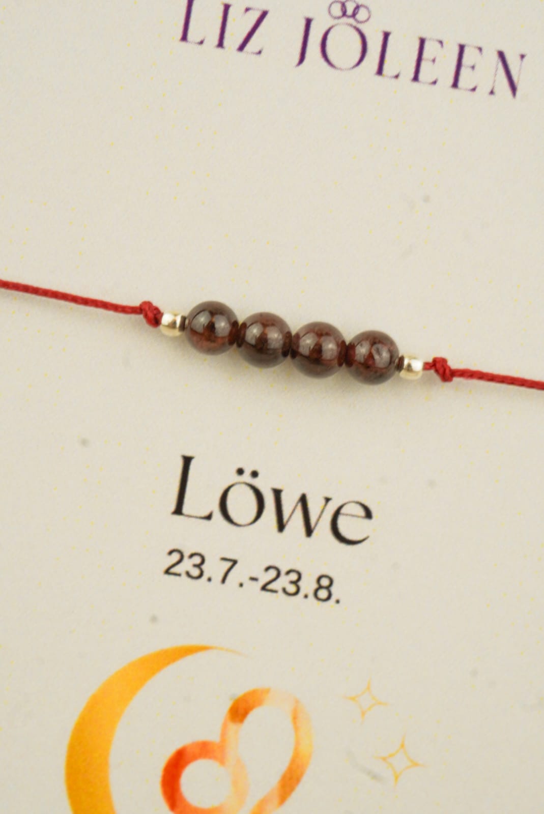 Löwe Sternzeichen Armband - Granat Edelstein