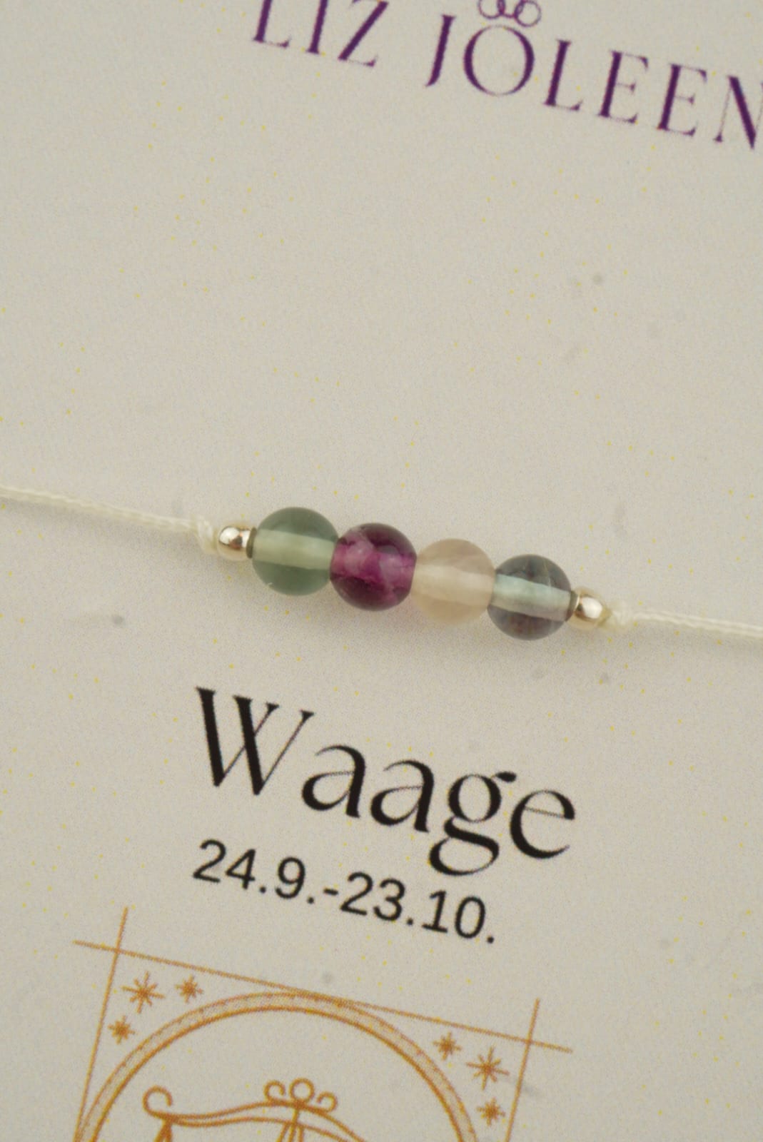 Waage Sternzeichen Armband - Fluorit Edelstein