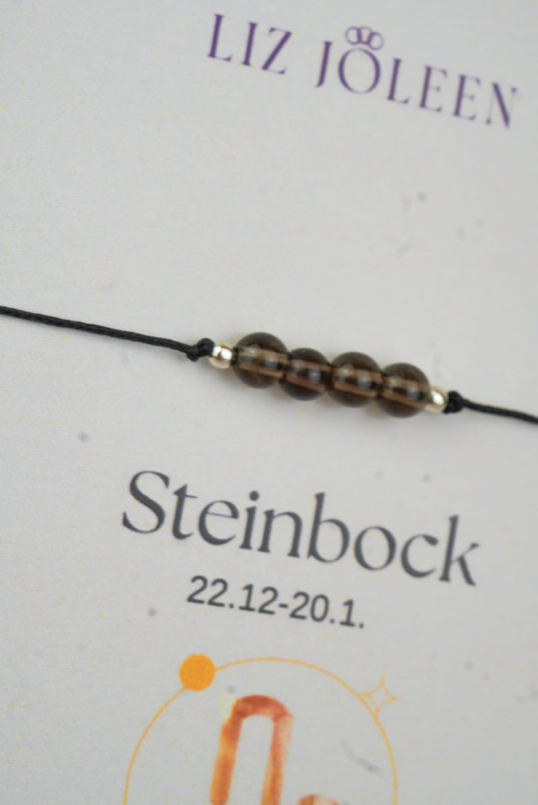 Steinbock Sternzeichen Armband - Rauchquarz Edelstein