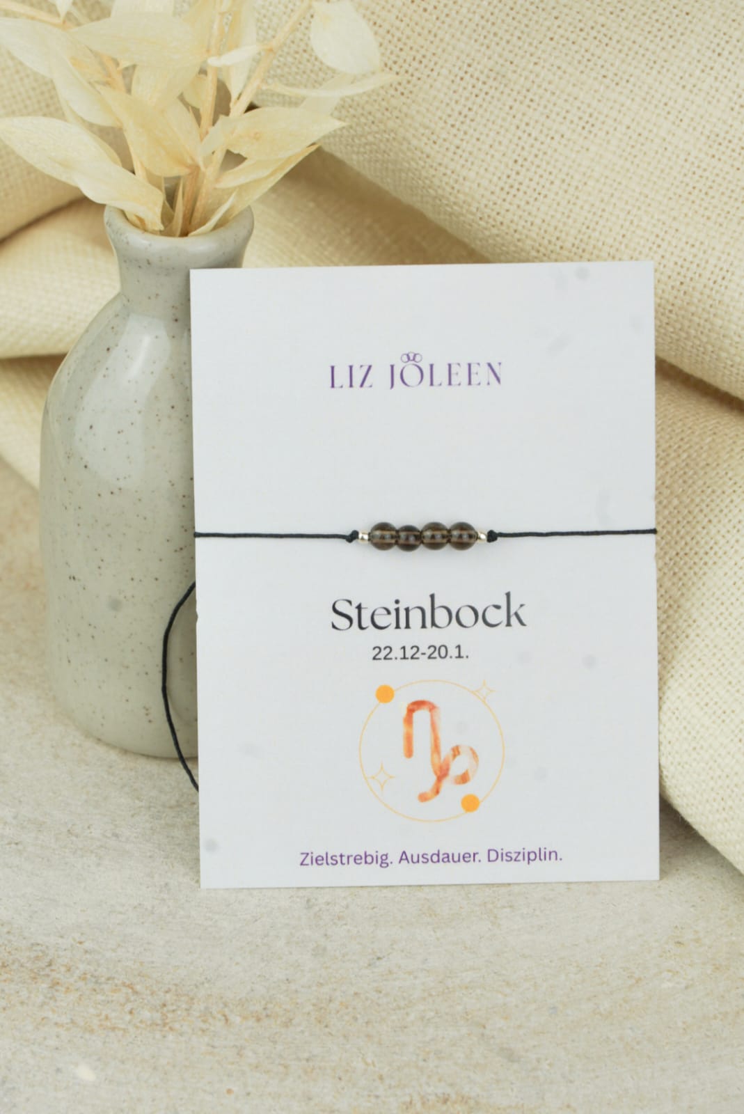 Steinbock Sternzeichen Armband - Rauchquarz Edelstein