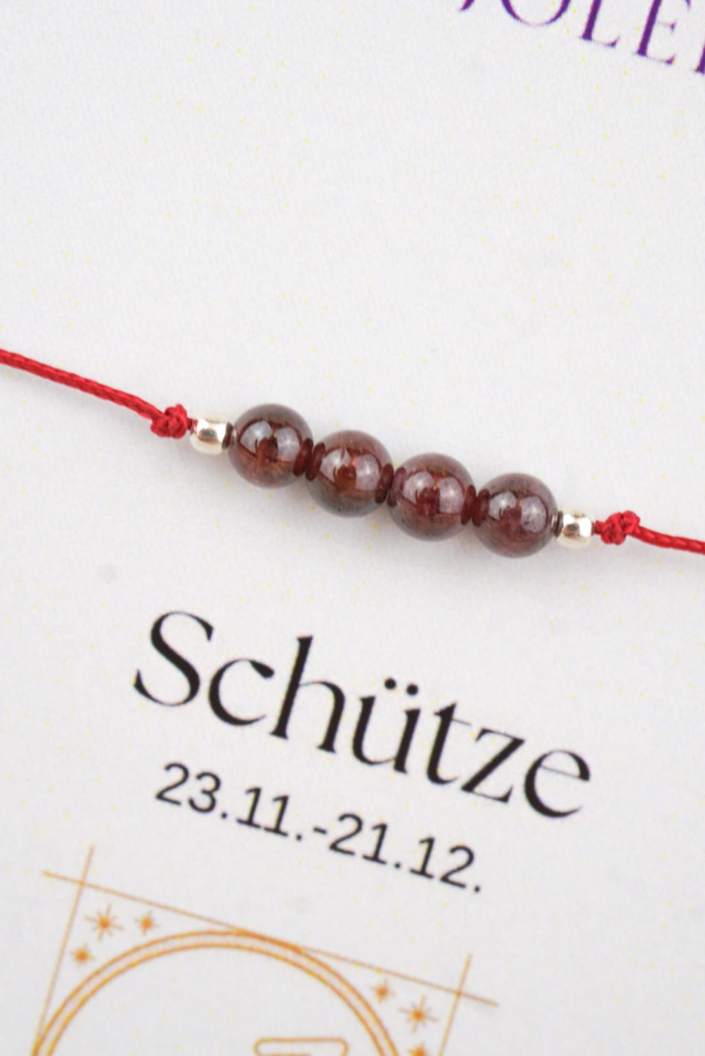 Schütze Sternzeichen Armband - Granat Edelstein