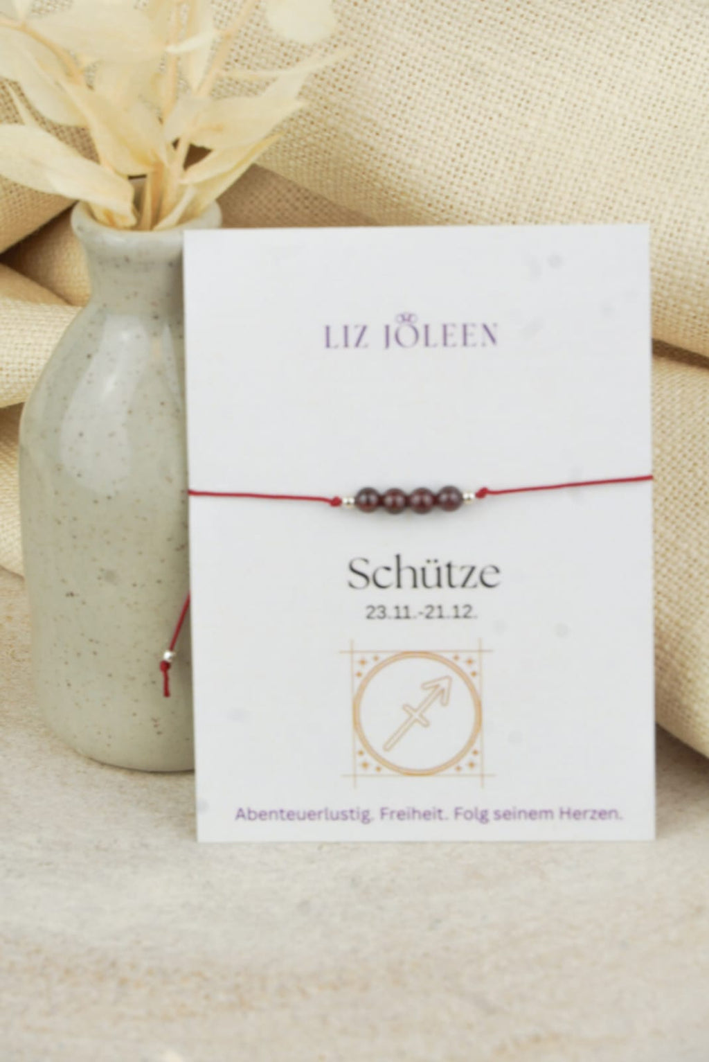 Schütze Sternzeichen Armband - Granat Edelstein