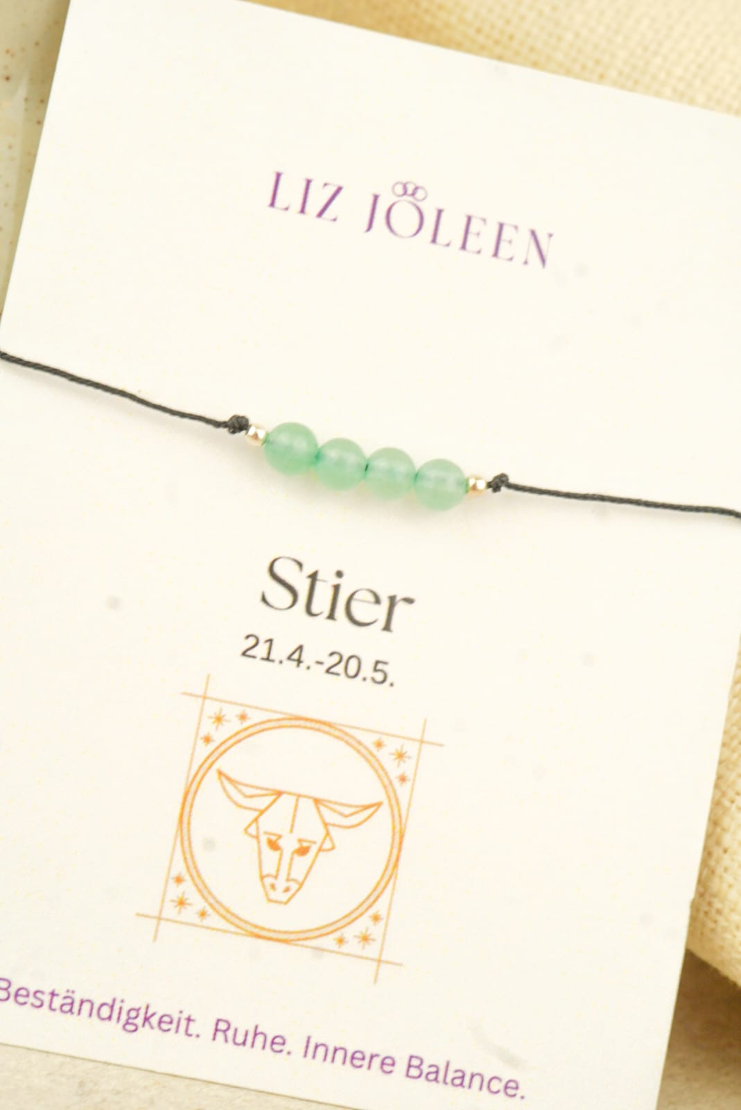 Stier Sternzeichen Armband - Aventurin Edelstein