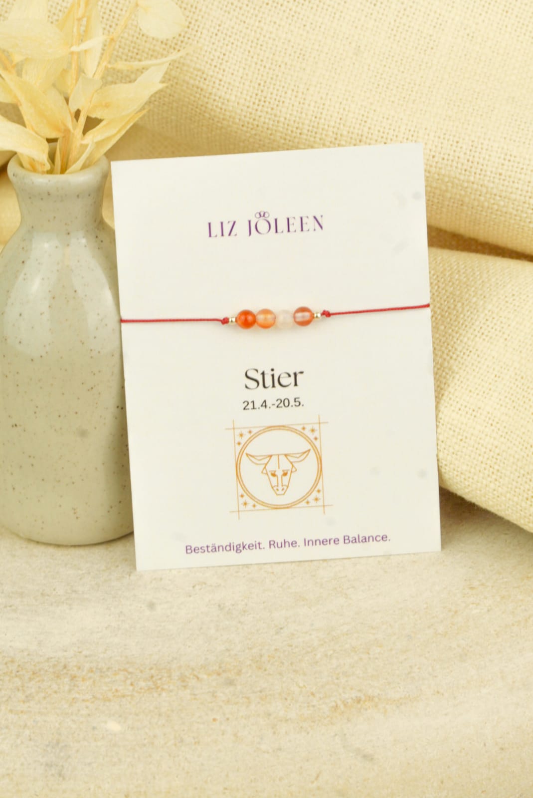 Stier Sternzeichen Armband - Karneol Edelstein