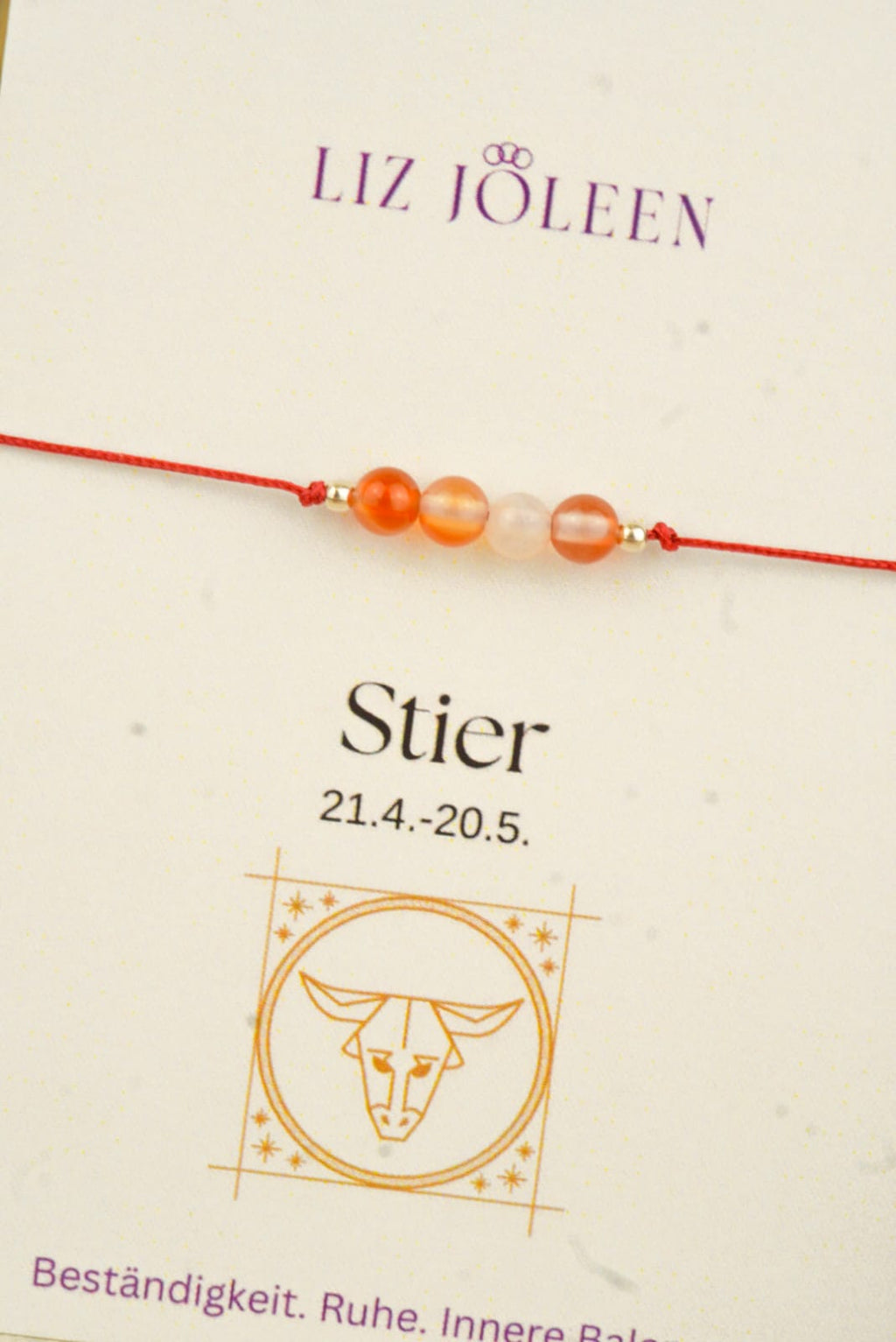 Stier Sternzeichen Armband - Karneol Edelstein
