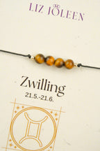 Zwilling Sternzeichen Armband - Tigerauge Edelstein