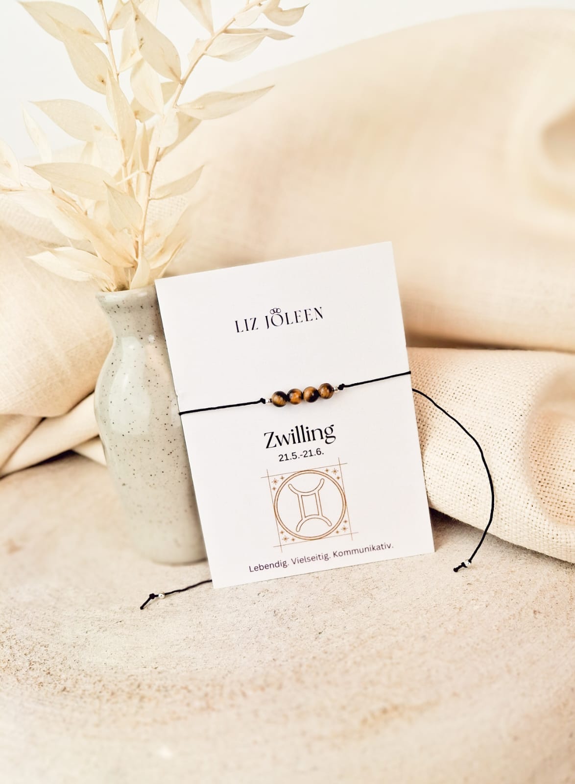 Zwilling Sternzeichen Armband - Tigerauge Edelstein