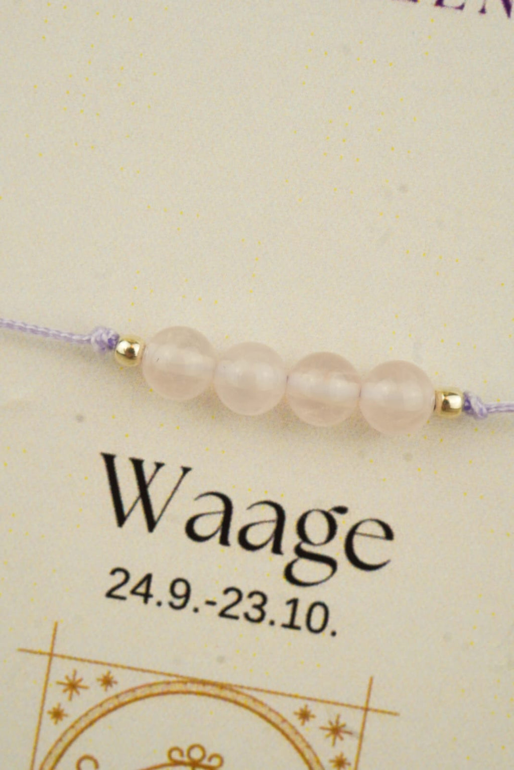 Waage Sternzeichen Armband - Rosenquarz Edelstein
