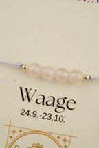 Waage Sternzeichen Armband - Rosenquarz Edelstein