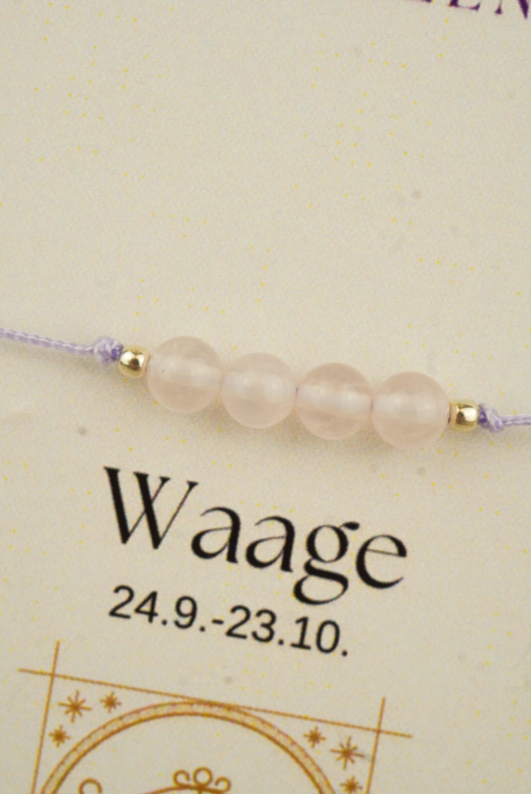 Waage Sternzeichen Armband - Rosenquarz Edelstein
