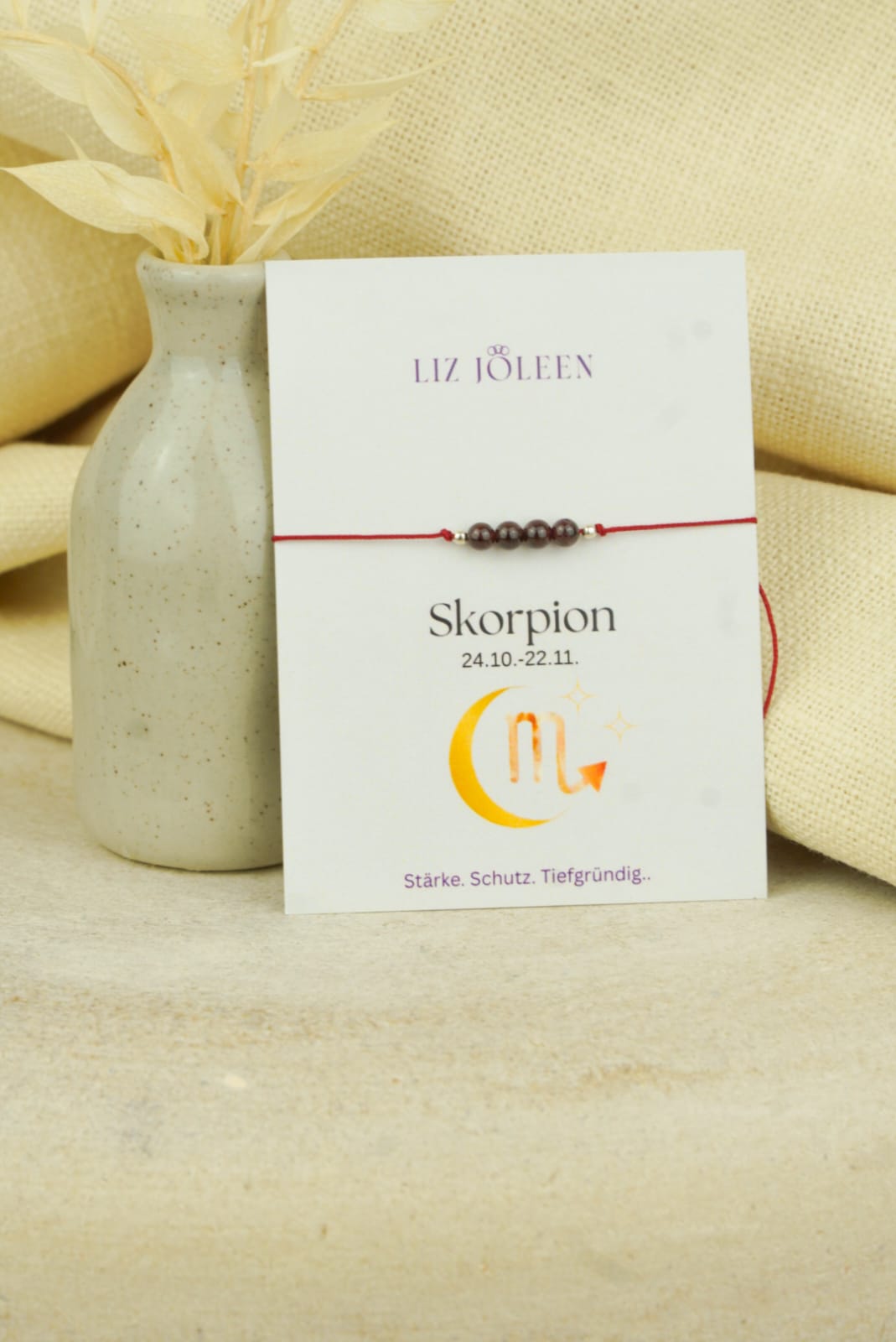 Skorpion Sternzeichen Armband - Granat Edelstein