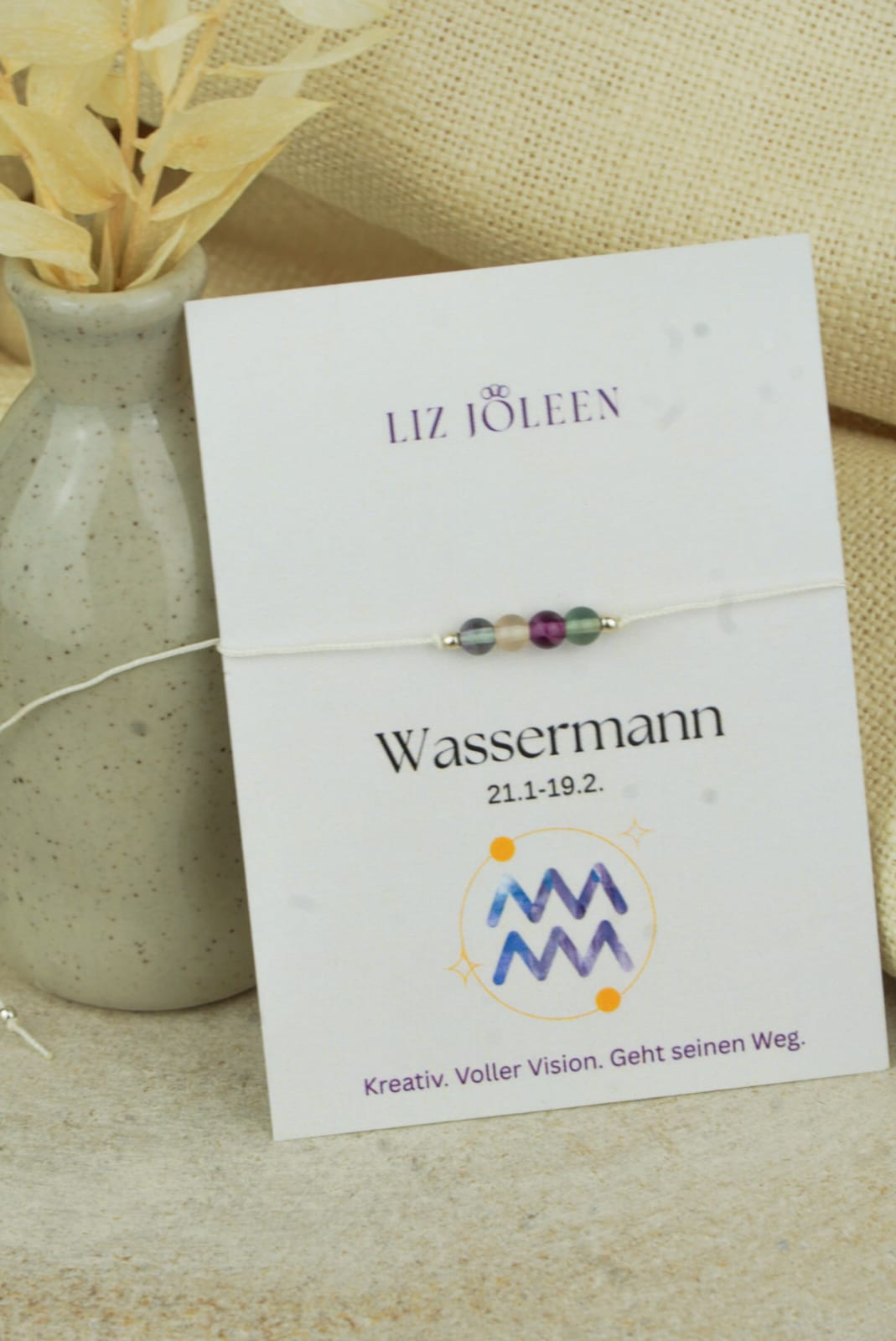 Wassermann Sternzeichen Armband -  Fluorit Edelstein