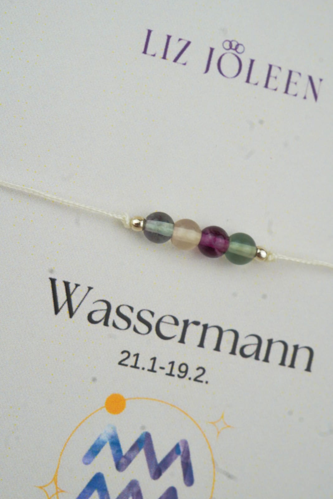 Wassermann Sternzeichen Armband -  Fluorit Edelstein