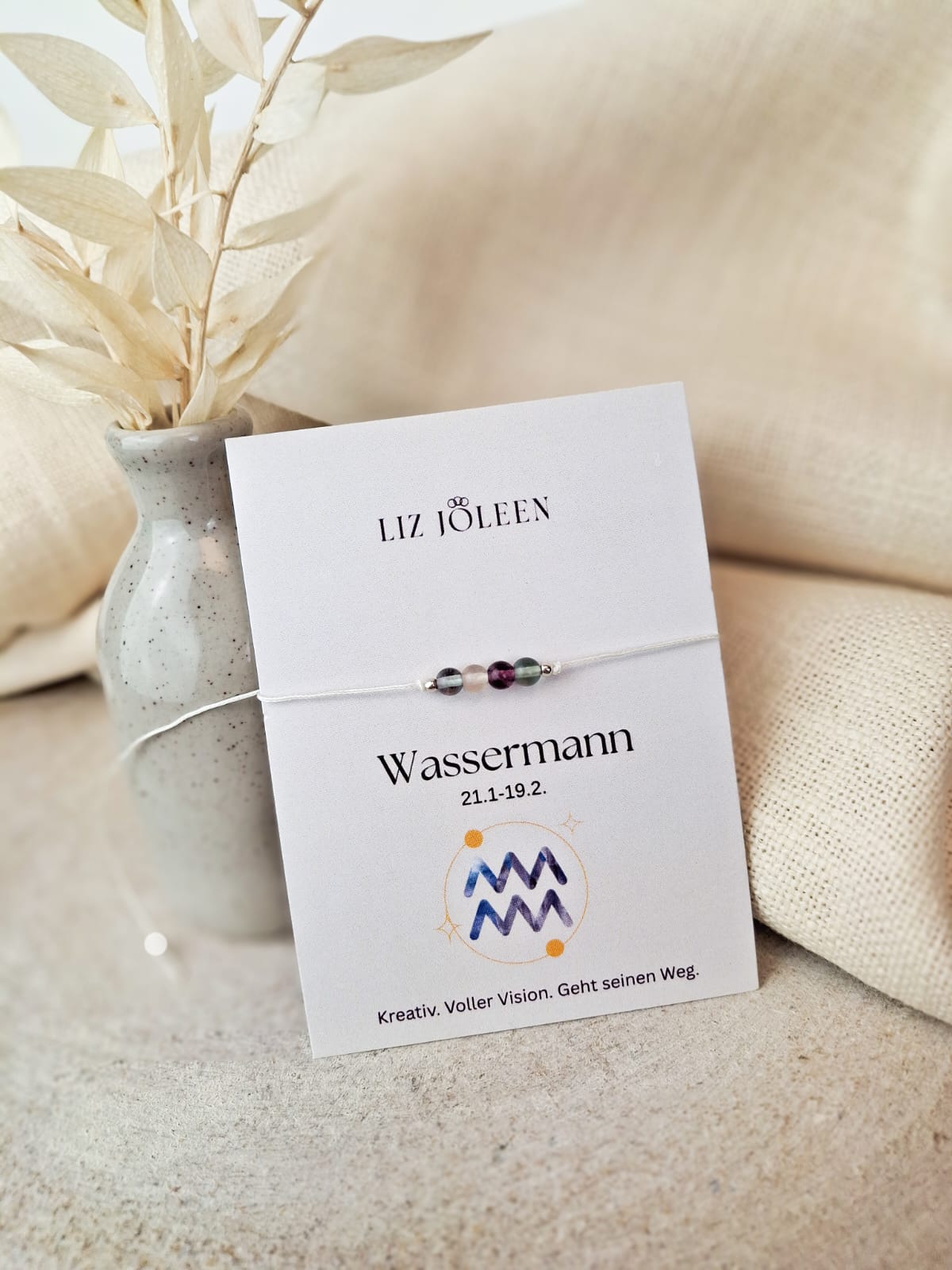 Wassermann Sternzeichen Armband -  Fluorit Edelstein