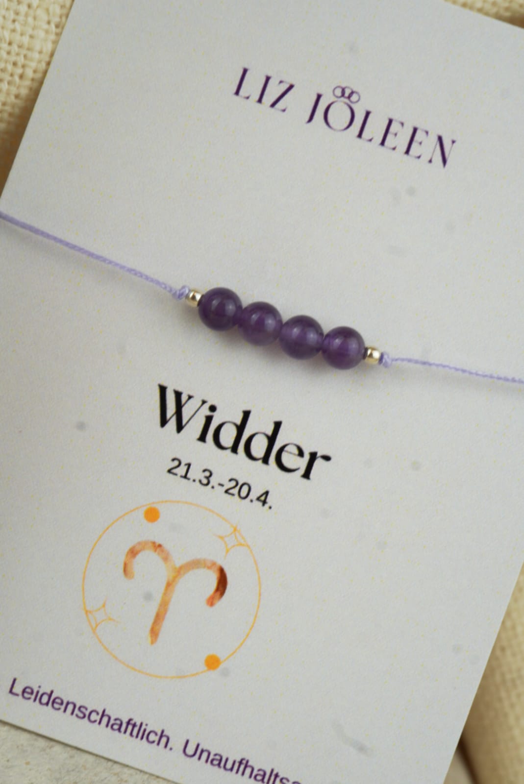 Widder Sternzeichen Armband - Amethyst Edelstein