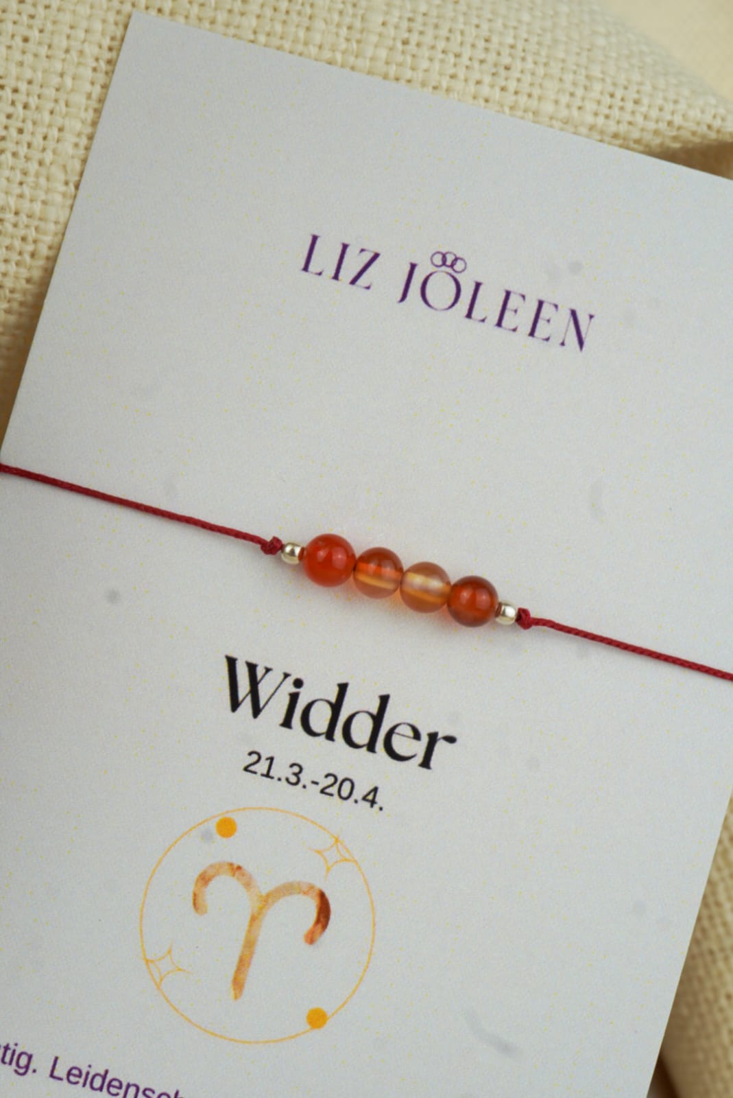 Widder Sternzeichen Armband - Karneol Edelstein