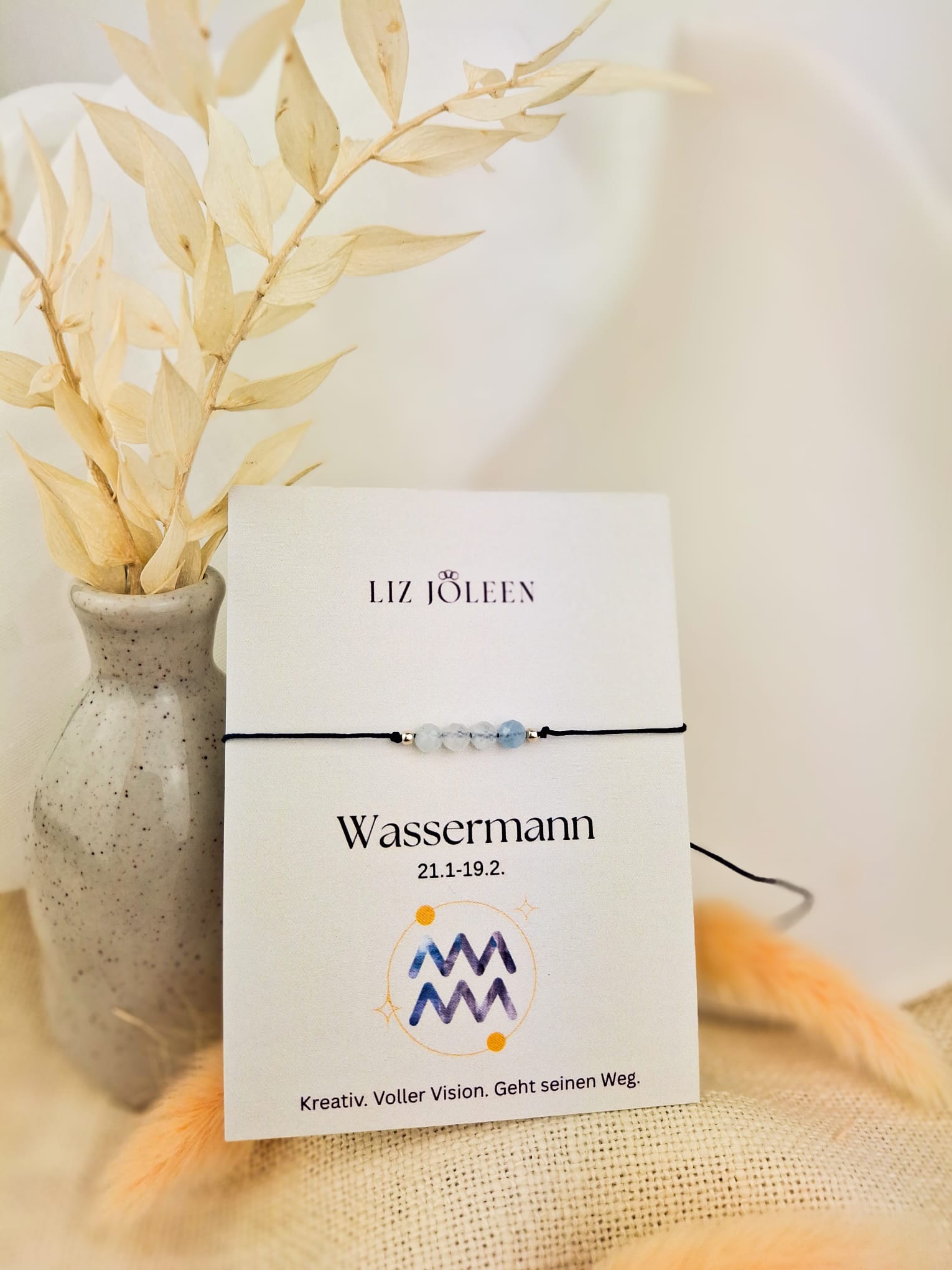 Wassermann Sternzeichen Armband - Aquamarin Edelstein