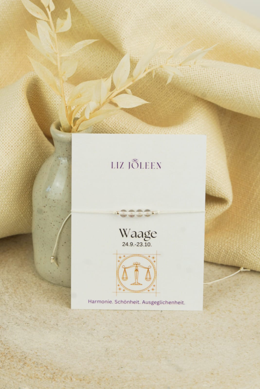 Waage Sternzeichen Armband -Bergkristall Edelstein