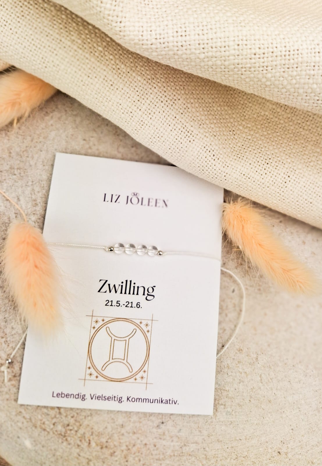 Zwilling Sternzeichen Armband - Bergkristall Edelstein